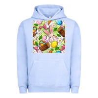 Pigment Grape Ice Easter Hamper With Bunny Seamless Pattern Urban Hoodie - BundleAndBundleShop