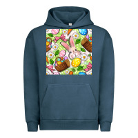 Pigment Midnight Navy Easter Hamper With Bunny Seamless Pattern Urban Hoodie - BundleAndBundleShop