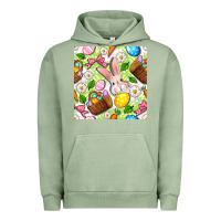 Pigment Oil Green Easter Hamper With Bunny Seamless Pattern Urban Hoodie - BundleAndBundleShop