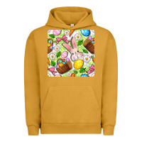 Pigment Peanut Butter Easter Hamper With Bunny Seamless Pattern Urban Hoodie - BundleAndBundleShop