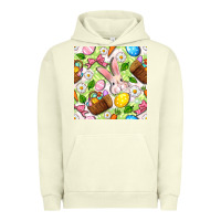 Pigment Pistachio Easter Hamper With Bunny Seamless Pattern Urban Hoodie - BundleAndBundleShop
