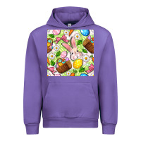 Tulip Easter Hamper With Bunny Seamless Pattern Urban Hoodie - BundleAndBundleShop