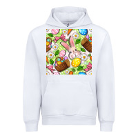 White Easter Hamper With Bunny Seamless Pattern Urban Hoodie - BundleAndBundleShop