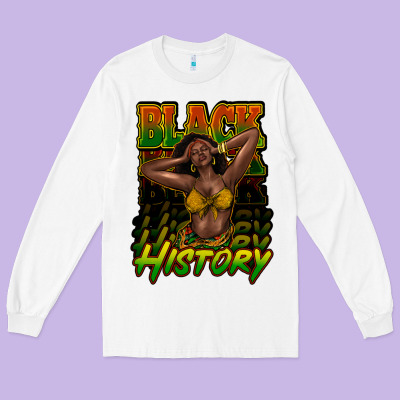 Black History Afro Woman Long Sleeve Tee Designed By Nancycooperartshop