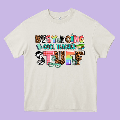 Busy Doing Cool Teacher Stuff Heavy Core Tee Designed By Adodesignshop