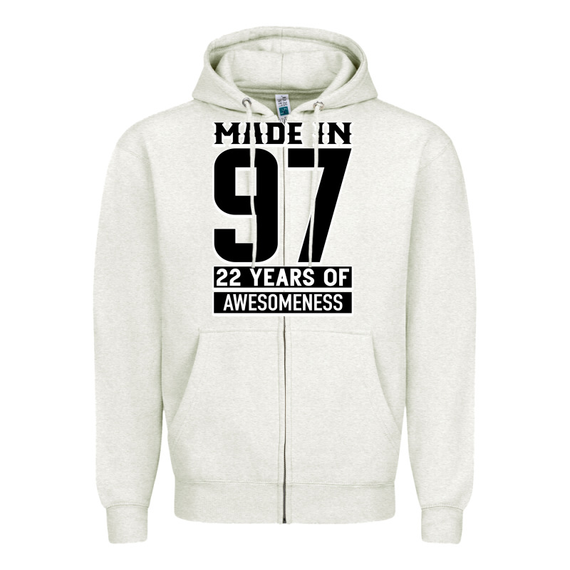 Made In 97 22 Years Of Awesomeness Zipper Hoodie by Bettercallsaul | Teevron