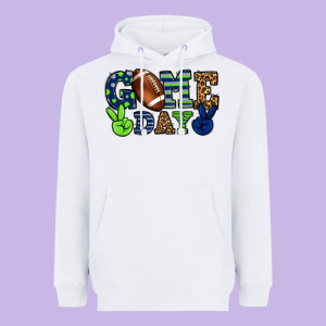Game Day Green And Blue Team Color Heavyweight Hoodie Designed By Howdyjamesfarm