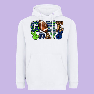 Game Day Green And Blue Team Color Heavyweight Hoodie Designed By Howdyjamesfarm