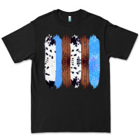 Black Western Farm Life Cowhide Wood Blue Glitter Brush Stroke Premium Tee - Bettercallsaul