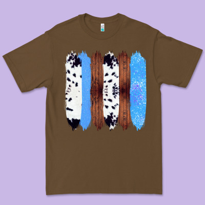 Western Farm Life Cowhide Wood Blue Glitter Brush Stroke Premium Tee Designed By Bettercallsaul