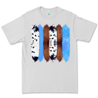 Dove Grey Western Farm Life Cowhide Wood Blue Glitter Brush Stroke Premium Tee - Bettercallsaul