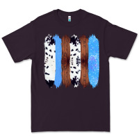 Plum Western Farm Life Cowhide Wood Blue Glitter Brush Stroke Premium Tee - Bettercallsaul