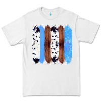 White Western Farm Life Cowhide Wood Blue Glitter Brush Stroke Premium Tee - Bettercallsaul