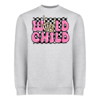 Heather Grey wild child pink skeleton Heavyweight Sweatshirt - MaliasSmallBusiness