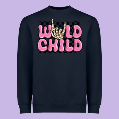 Wild Child Pink Skeleton Heavyweight Sweatshirt Designed By Maliassmallbusiness