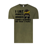 Vintage Olive i like murder shows comfy clothes and maybe 3 peop Vintage Tee - MaliasSmallBusiness