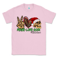 Bubblegum Pink Peace Love Rock Christmas Classic Tee - CowhideDigitalArt