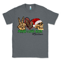 Charcoal Heather Peace Love Rock Christmas Classic Tee - CowhideDigitalArt