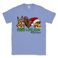 Colony Blue Peace Love Rock Christmas Classic Tee - CowhideDigitalArt