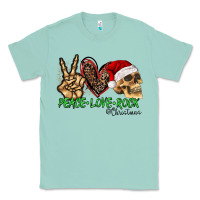Seafoam Peace Love Rock Christmas Classic Tee - CowhideDigitalArt