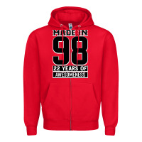 Red Made in 98 22 Years Of Awesomeness Zipper Hoodie - Bettercallsaul