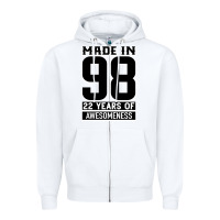 White Made in 98 22 Years Of Awesomeness Zipper Hoodie - Bettercallsaul