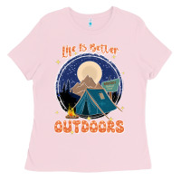 Bubblegum Pink life is better outdoors Ladies Tee - JahusDesignShop