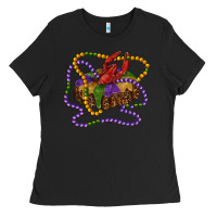 Black mardi gras craw fish king cake with leopard Ladies Tee - RanaPortraitStore