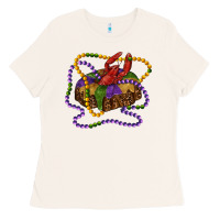 Bone mardi gras craw fish king cake with leopard Ladies Tee - RanaPortraitStore