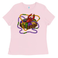 Bubblegum Pink mardi gras craw fish king cake with leopard Ladies Tee - RanaPortraitStore