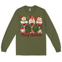 Army Green merry christmas wine and cocktails Long Sleeve Tee - MaliasSmallBusiness