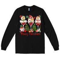 Black merry christmas wine and cocktails Long Sleeve Tee - MaliasSmallBusiness