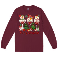 Burgundy merry christmas wine and cocktails Long Sleeve Tee - MaliasSmallBusiness