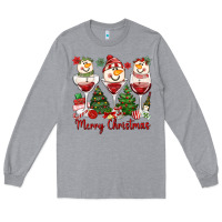 Heather Grey merry christmas wine and cocktails Long Sleeve Tee - MaliasSmallBusiness
