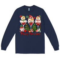 Navy merry christmas wine and cocktails Long Sleeve Tee - MaliasSmallBusiness