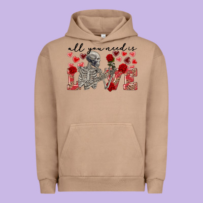 Skeleton All You Need Is Love Urban Hoodie Designed By Fadigitalartstudio