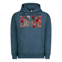 Pigment Midnight Navy skeleton all you need is love Urban Hoodie - FaDigitalArtStudio