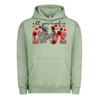 Pigment Oil Green skeleton all you need is love Urban Hoodie - FaDigitalArtStudio