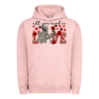 Pigment Salmon skeleton all you need is love Urban Hoodie - FaDigitalArtStudio