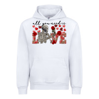 White skeleton all you need is love Urban Hoodie - FaDigitalArtStudio