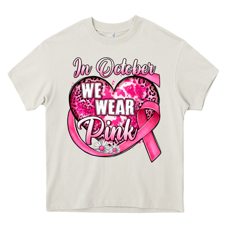 In October We Wear Pink Heart Heavy Core Tee by JahusDesignShop | Teevron