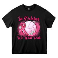 Black in october we wear pink breast cancer valleybal Heavy Core Tee - JahusDesignShop