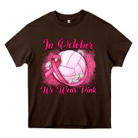 In October We Wear Pink Breast Cancer Valleybal Heavy Core Tee | Teevron