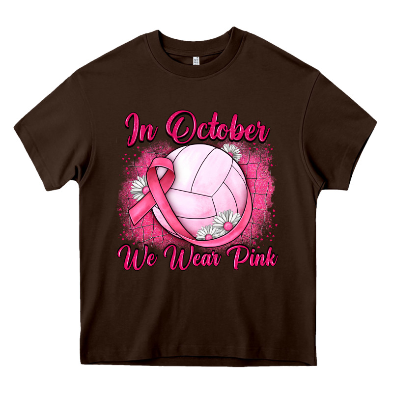 In October We Wear Pink Breast Cancer Valleybal Heavy Core Tee by JahusDesignShop | Teevron