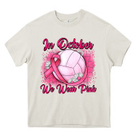 Cream in october we wear pink breast cancer valleybal Heavy Core Tee - JahusDesignShop