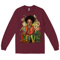 Burgundy black afro boy love Long Sleeve Tee - NancyCooperArtShop