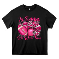 Black in october we wear pink cheer with football breast Heavy Core Tee - JahusDesignShop