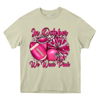 Mossy in october we wear pink cheer with football breast Heavy Core Tee - JahusDesignShop