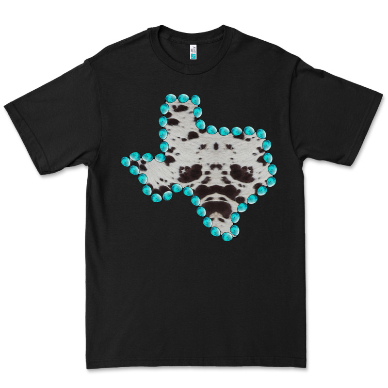Texas Map Cowhide Turquoise Gemstone Premium Tee by Bettercallsaul | Teevron