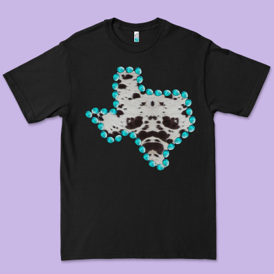 Texas Map Cowhide Turquoise Gemstone Premium Tee Designed By Bettercallsaul